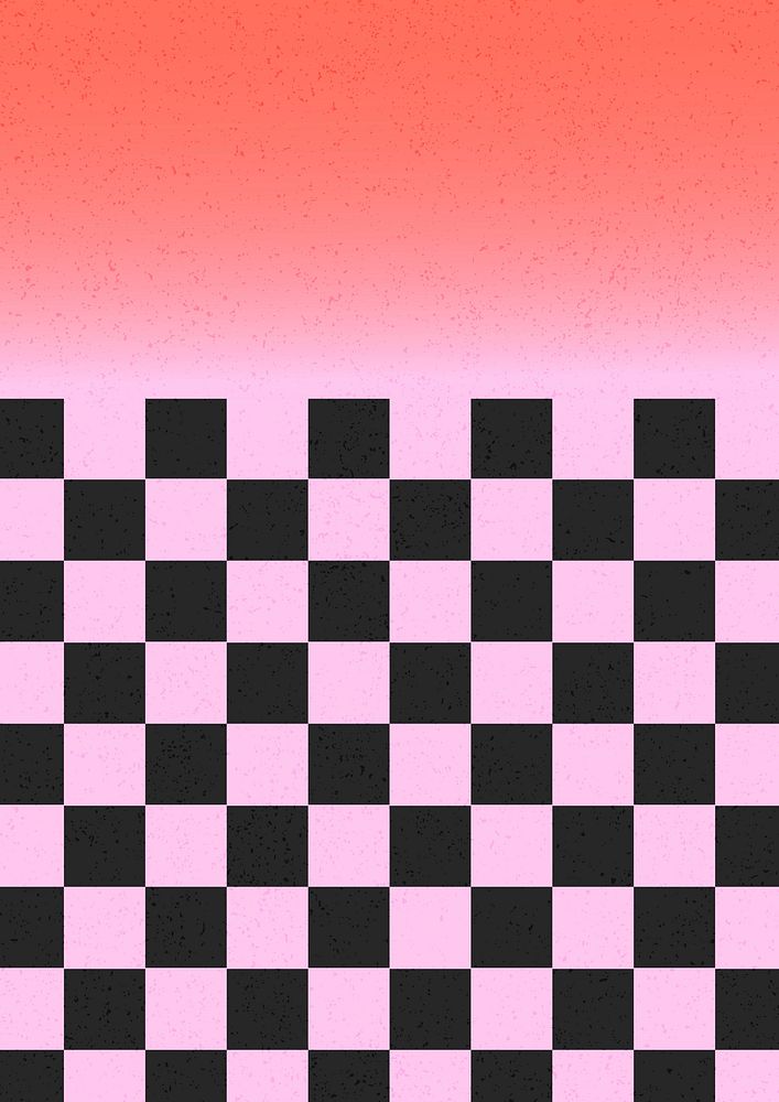 Pink gradient background, checker patterned