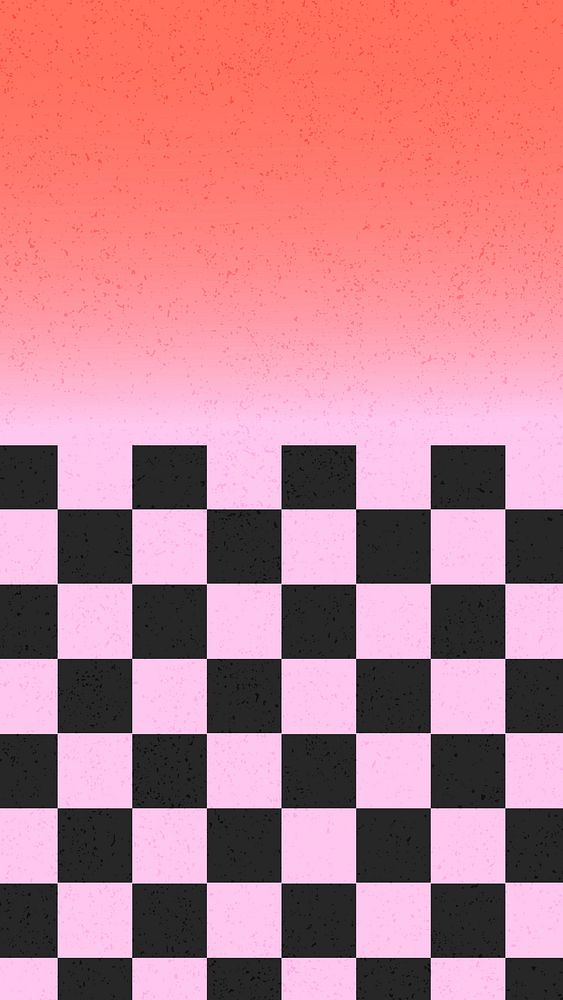 Pink pattern iPhone wallpaper, checkered background vector