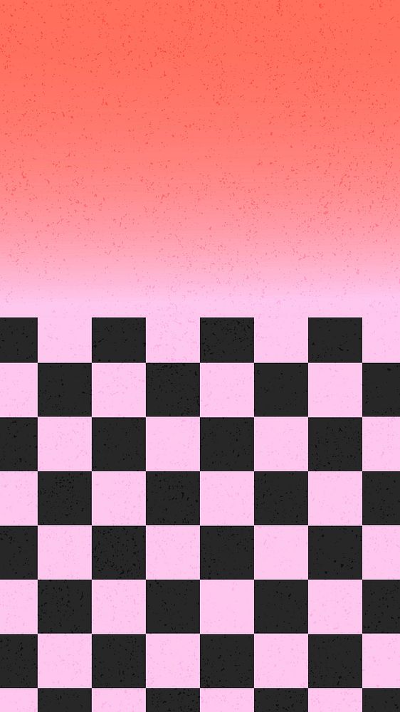 Pink pattern iPhone wallpaper, checkered background psd
