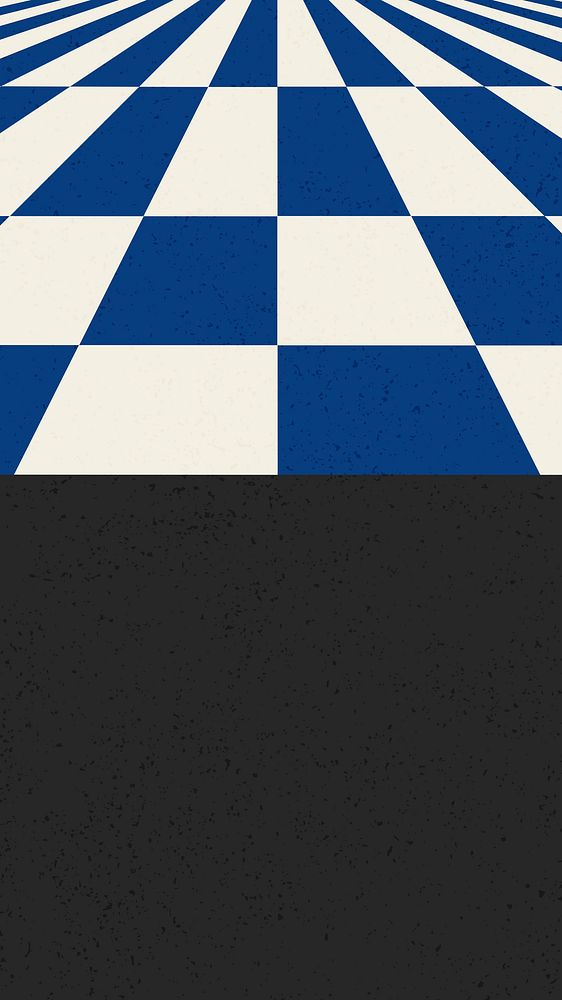 Retro blue checker iPhone wallpaper on black background psd