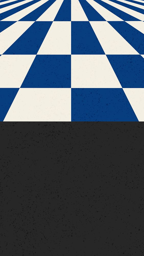 Retro blue checker iPhone wallpaper on black background vector vector