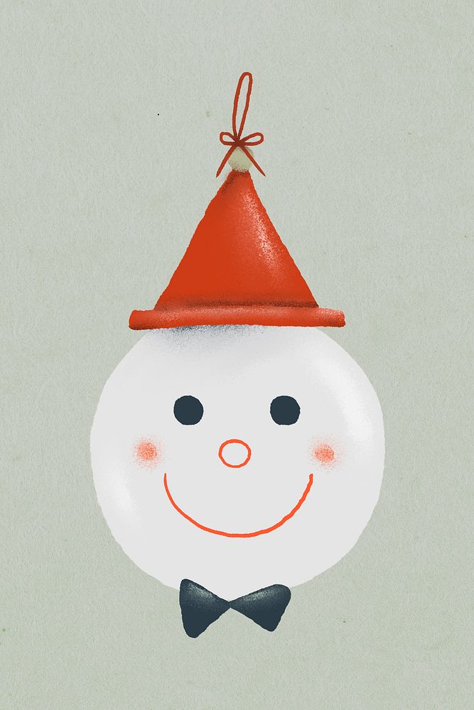 Snowman doodle, Christmas ornament hand drawn, cute winter holidays illustration
