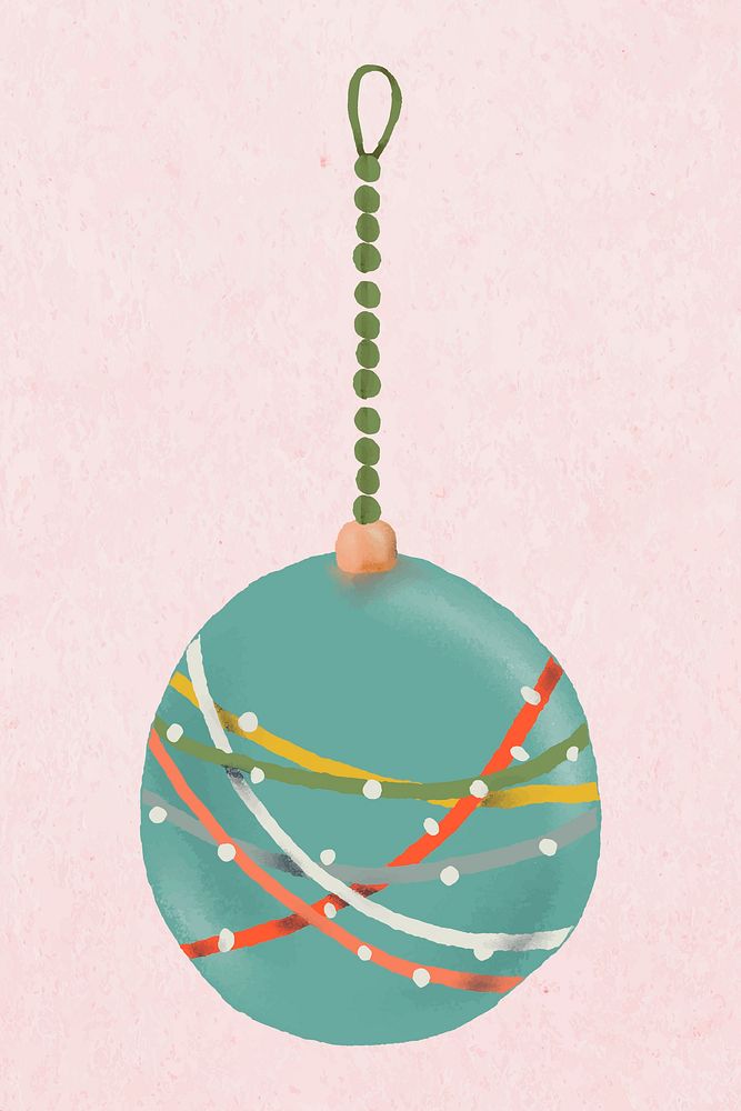 Christmas ball doodle, ornament hand drawn vector, cute winter holidays illustration