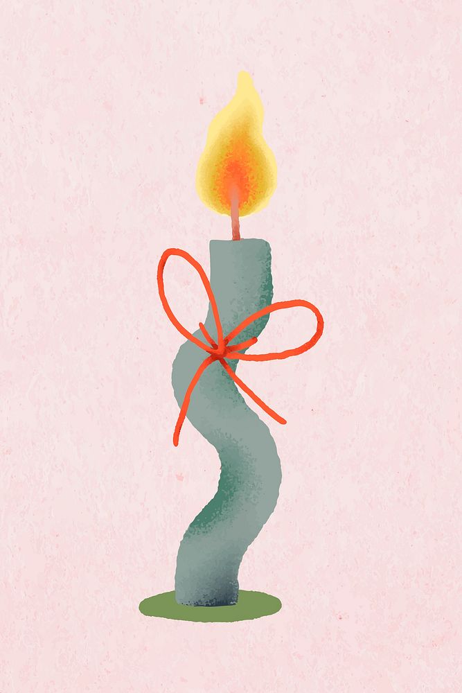 Candle, Christmas hand drawn vector, cute winter holidays illustration