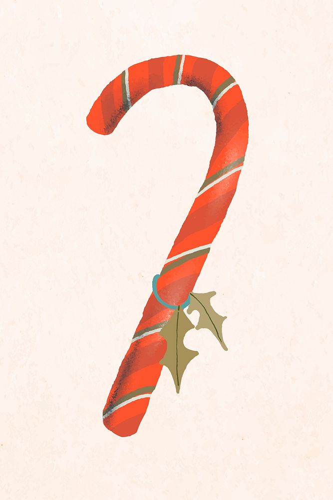 Candy cane doodle, Christmas hand drawn vector, cute winter holidays illustration