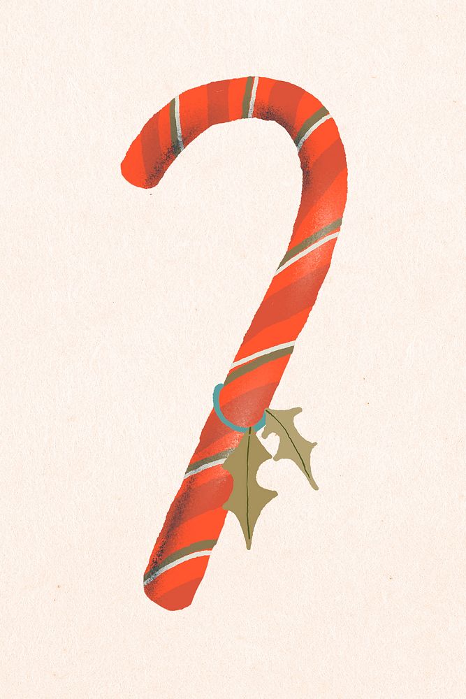 Christmas candy cane, hand drawn illustration