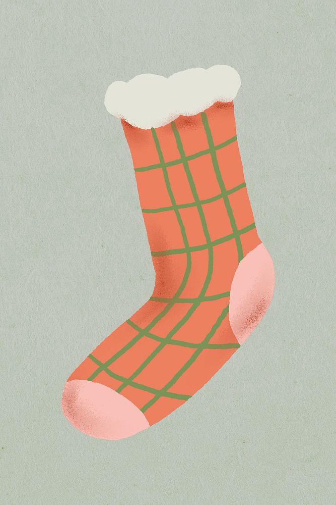 Christmas stocking doodle, decorative hand drawn psd, cute winter holidays illustration