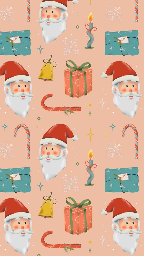 Holiday phone wallpaper, Christmas seamless pattern background vector