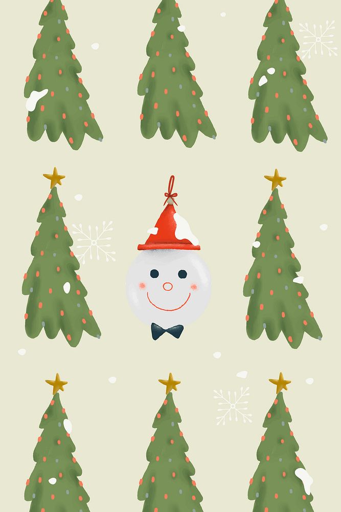 Christmas tree background, cute winter holidays pattern illustration