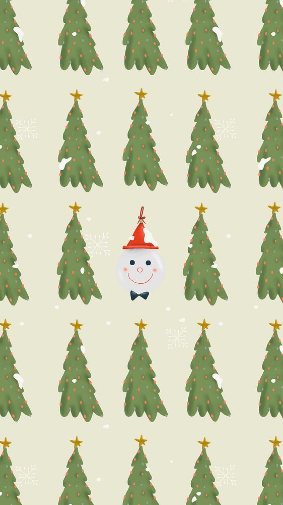 Christmas mobile wallpaper, pine tree pattern background, winter holidays illustration vector