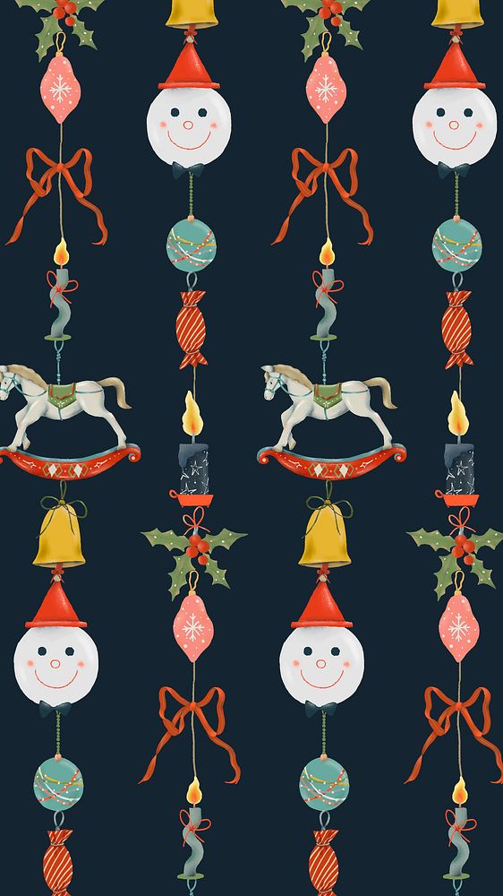 Christmas seamless iPhone wallpaper, cute holidays season pattern vector