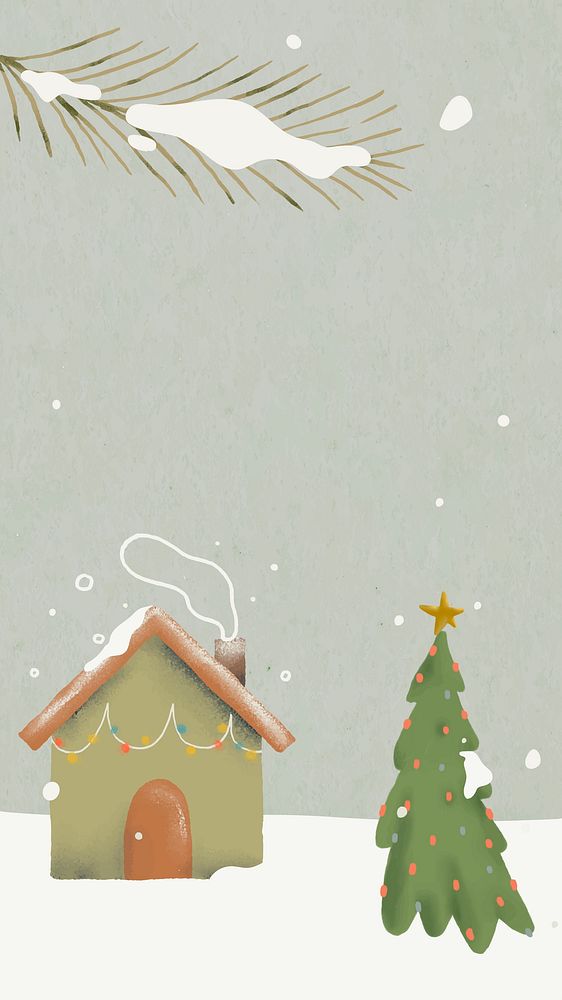 Winter iPhone wallpaper, Christmas holidays season illustration vector