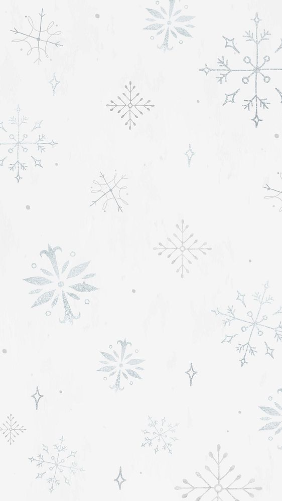 White mobile wallpaper, winter snowflake frame illustration vector