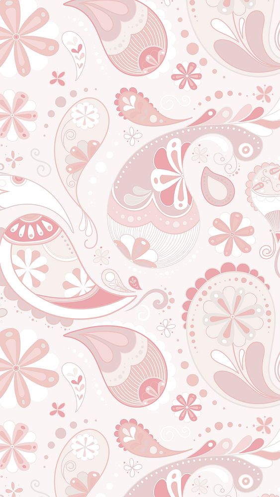 Pastel paisley iPhone wallpaper, pink pastel pattern vector