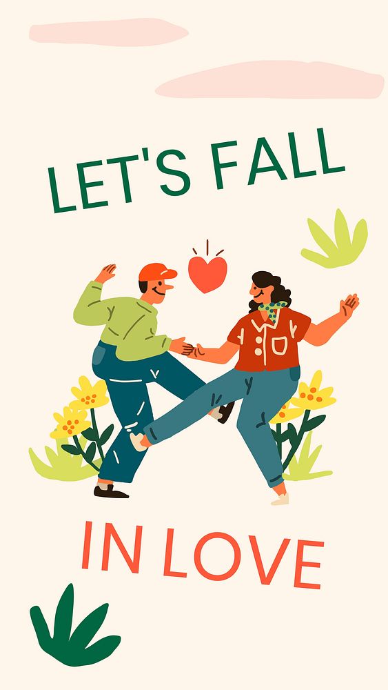 Valentine&rsquo;s Instagram story, romantic love quote with cartoon illustration