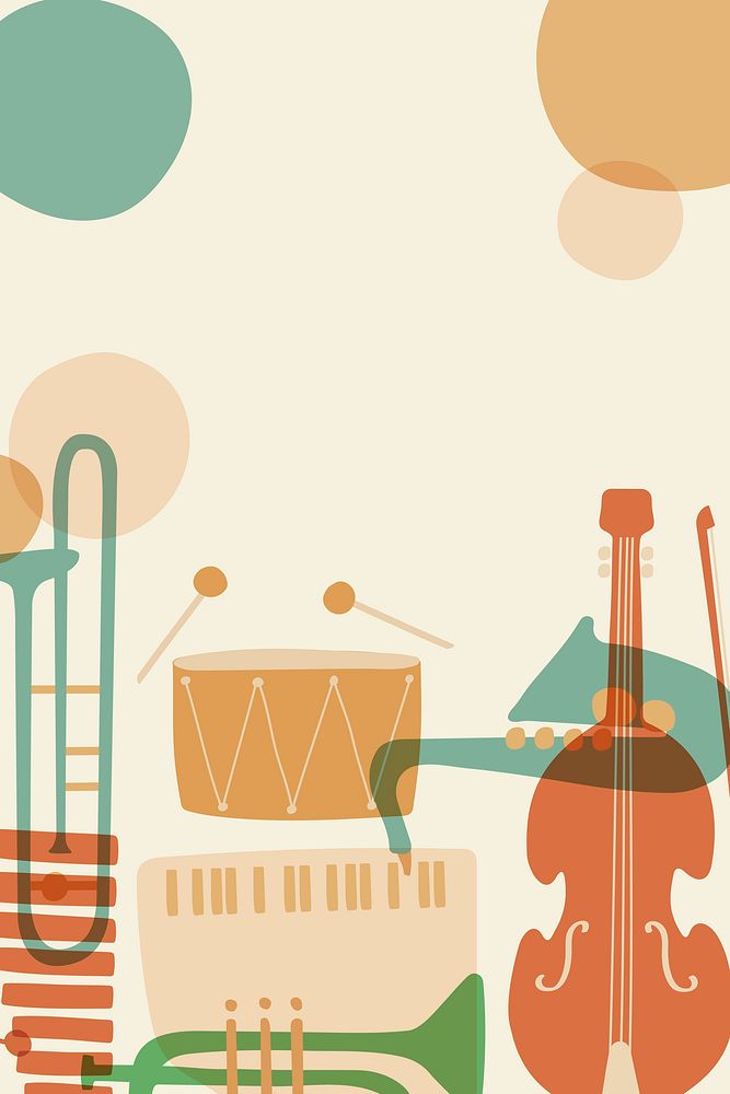 Orange aesthetic background, musical instrument frame in retro design vector