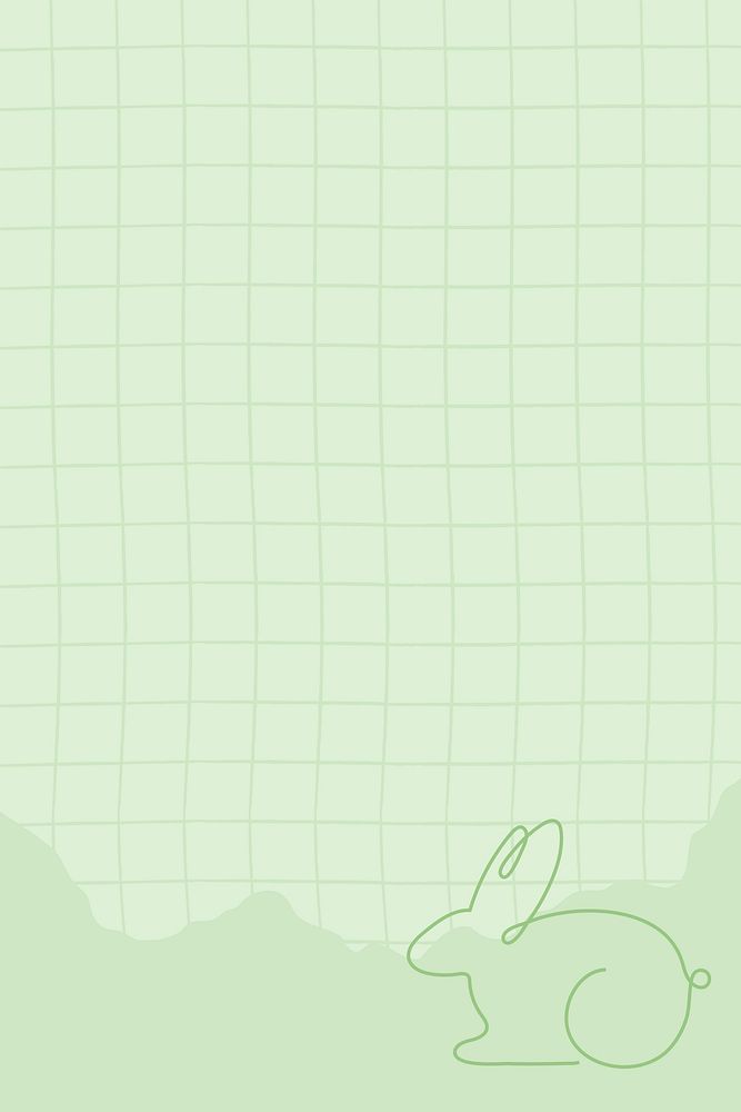 Easter background, green line art bunny design psd