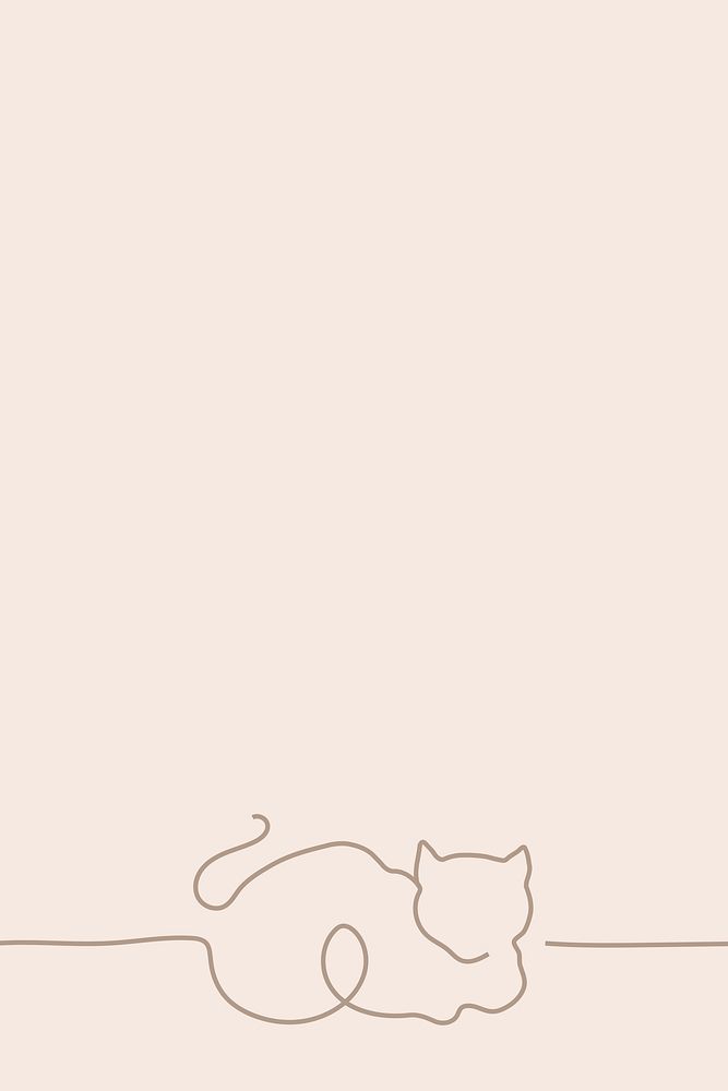 Minimal cat pink background psd, line art illustration