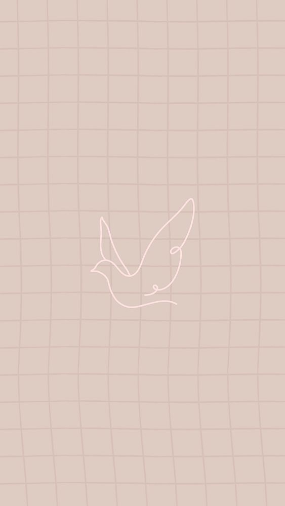 Pink dove mobile wallpaper psd, line art animal design