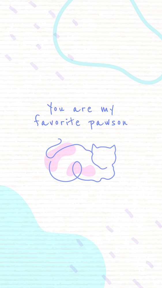 Memphis cat iPhone wallpaper template, you are my favorite pawson quote vector