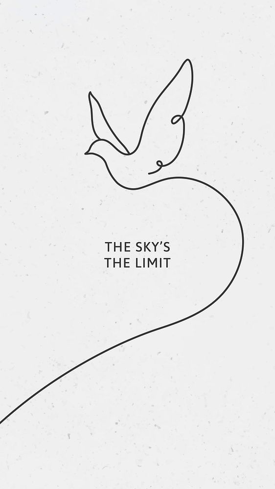 Minimal dove mobile wallpaper template vector, the sky's the limit quote
