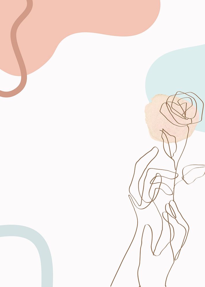 Hand & rose line art illustration vector