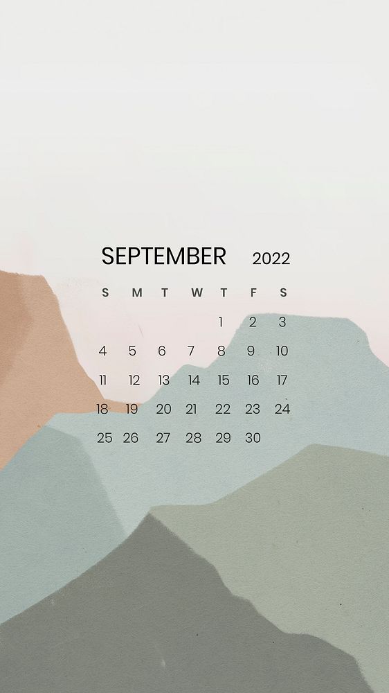 Mountain abstract September monthly calendar iPhone wallpaper