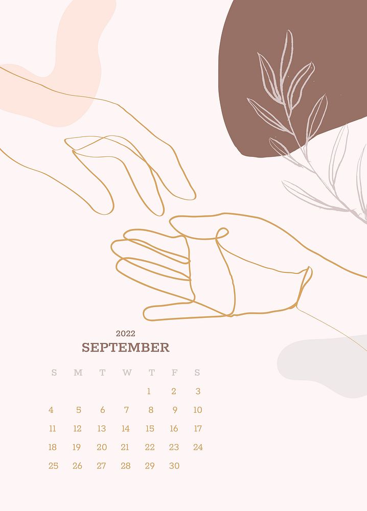 Botanical monthly editable calendar background vector, September