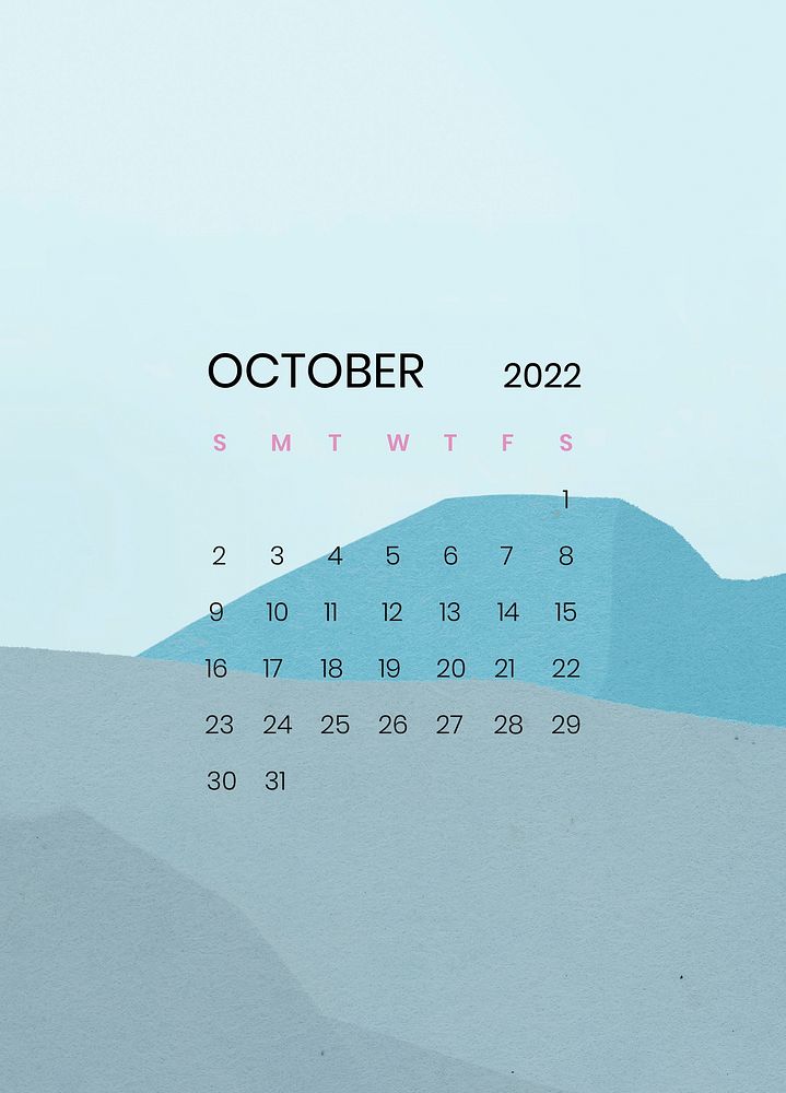 Mountain October monthly calendar background