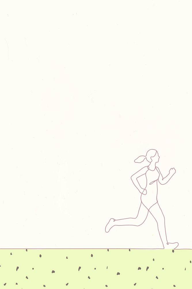 Minimal sports background, green abstract design, person jogging illustration
