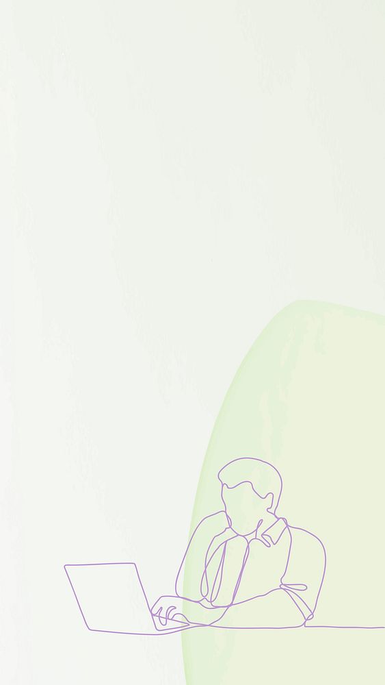 Young businessman iPhone wallpaper, minimal line art, green background