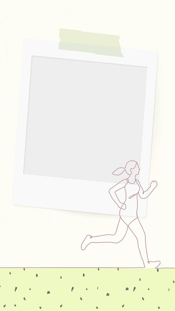 Polaroid frame iPhone wallpaper, line art graphic, hand drawn simple lifestyle illustration vector