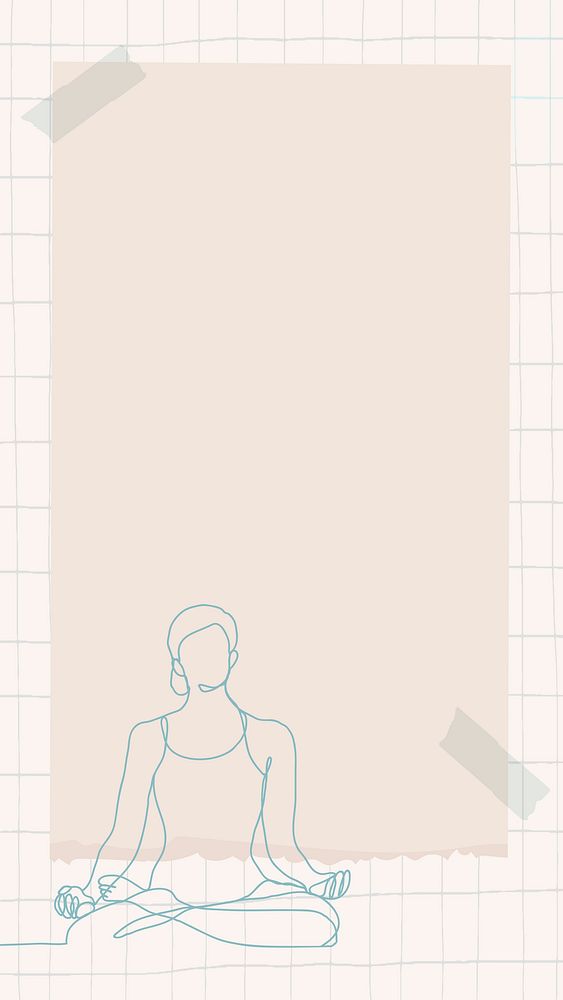 Sticky note Facebook story frame, woman doing yoga doodle illustration