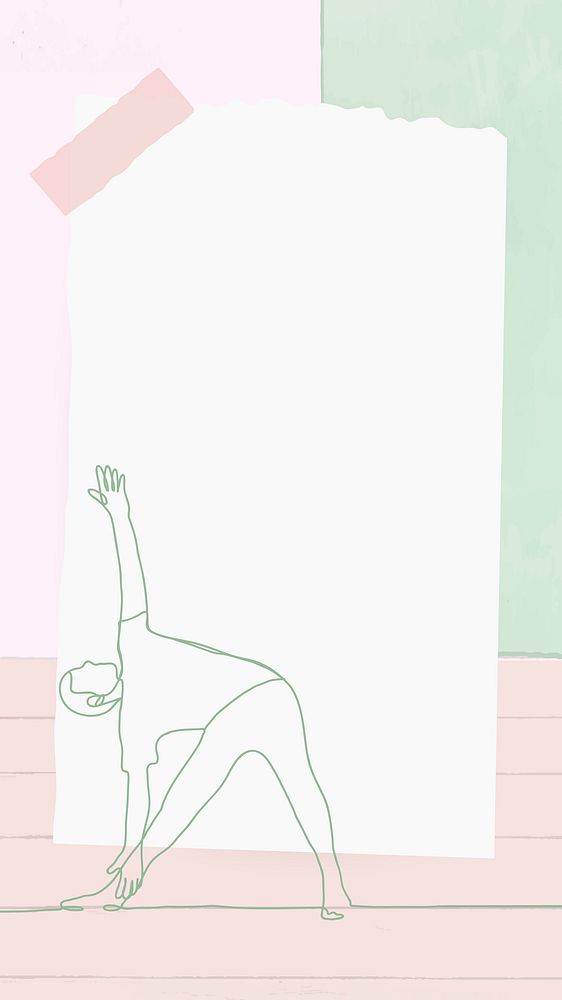 Paper note frame, line art Instagram story, hand drawn person exercising illustration