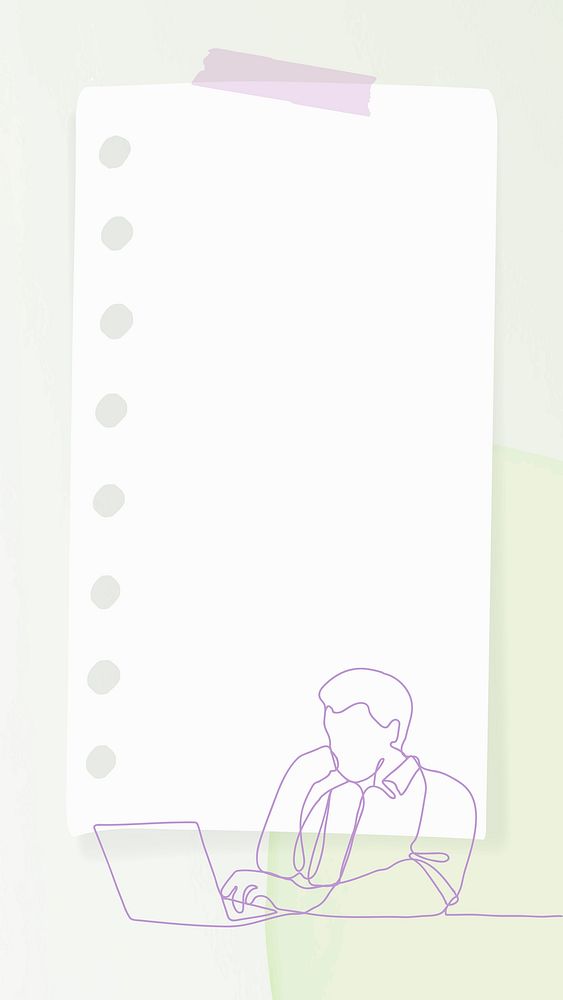 Lifestyle paper note frame mobile wallpaper, line art illustration, simple graphic design vector