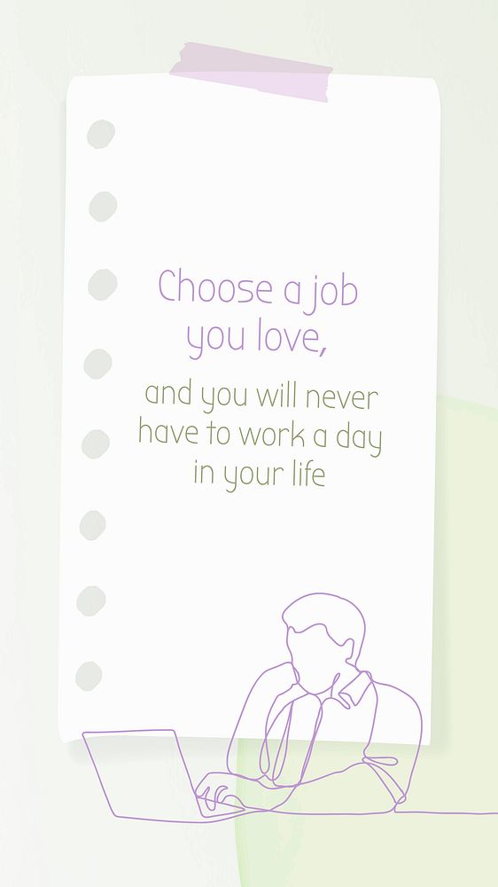 Working from home mobile wallpaper template, simple doodle illustration vector