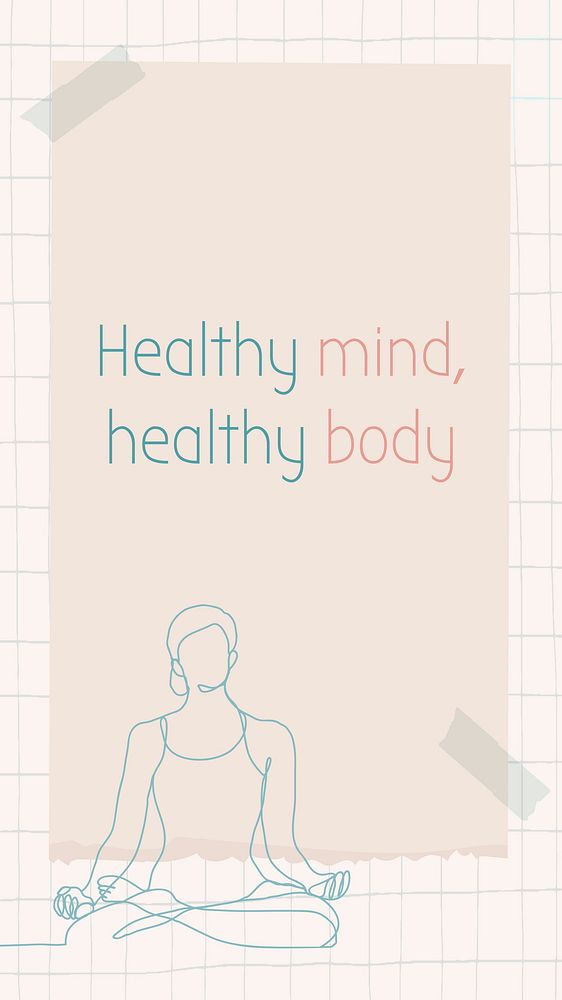Yoga Instagram story template, healthy lifestyle quote vector