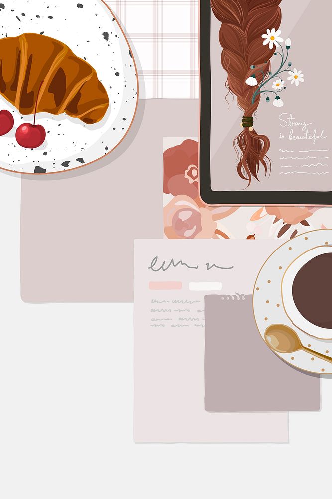 Feminine background, beauty blogger lifestyle illustration vector