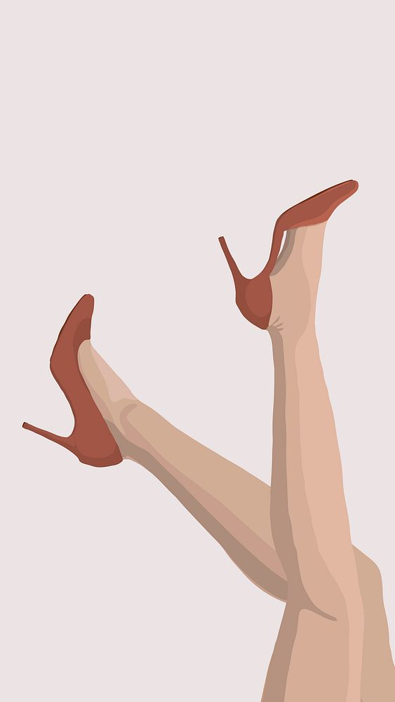High heels iPhone wallpaper, aesthetic fashion border, feminine illustration vector