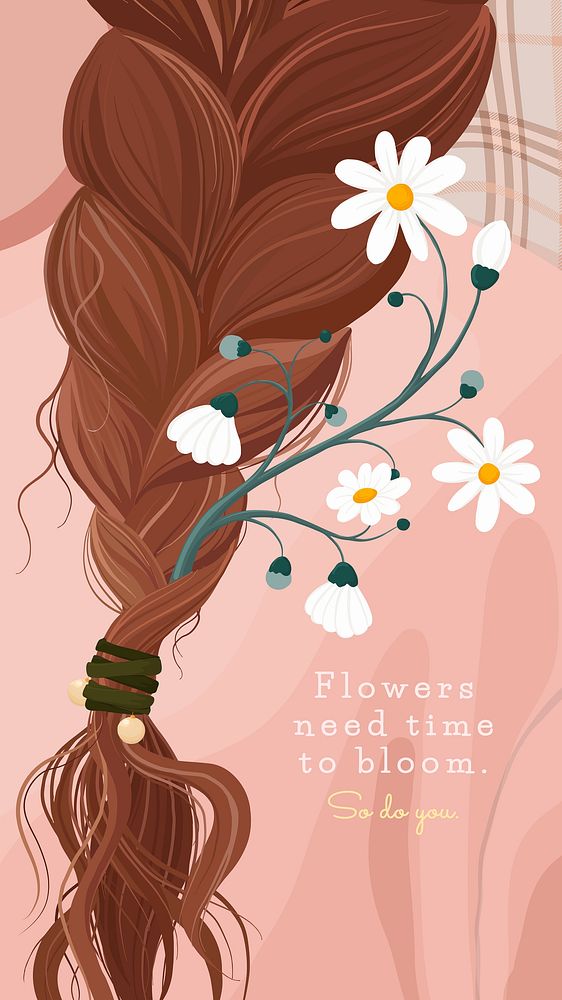Floral Instagram story, pink feminine illustration with motivational quote