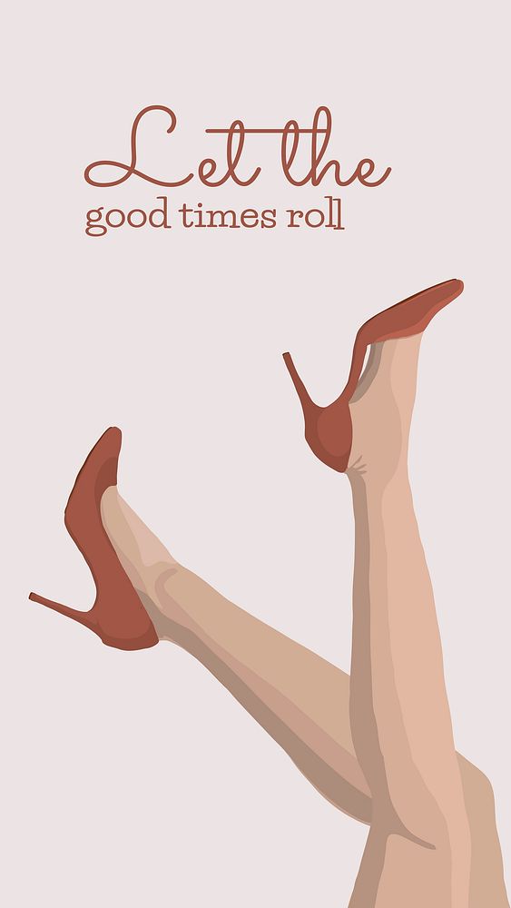 Pink feminine Instagram story, heels fashion illustration with quote