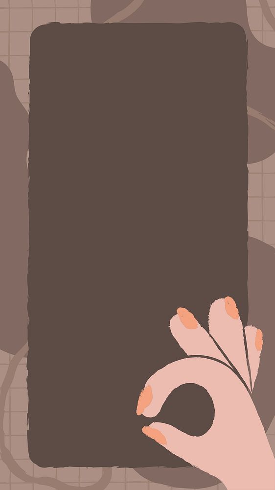 Ok hand Facebook story frame, cute doodle in brown psd