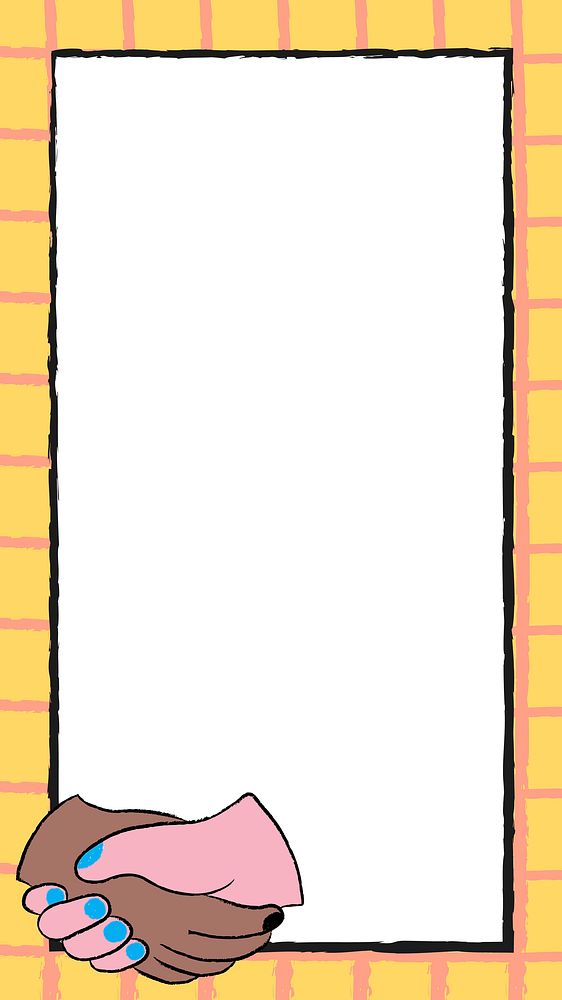 Handshake doodle Instagram story frame, yellow doodle with diversity theme