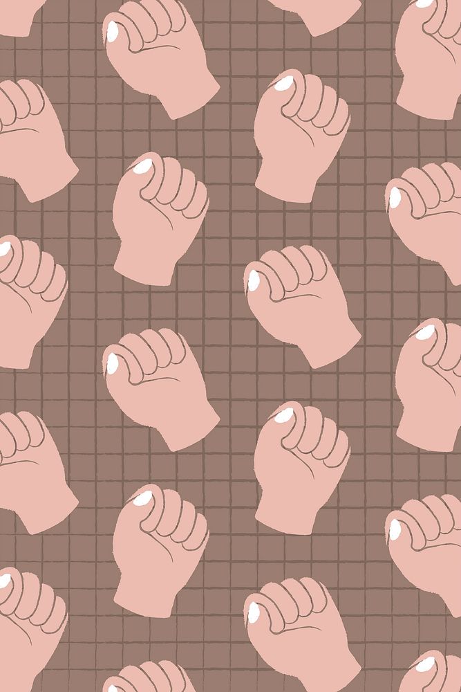 Raised fist background, doodle pattern with empowerment concept