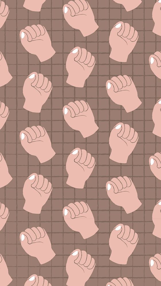 Raised fist phone wallpaper, doodle pattern with empowerment concept vector