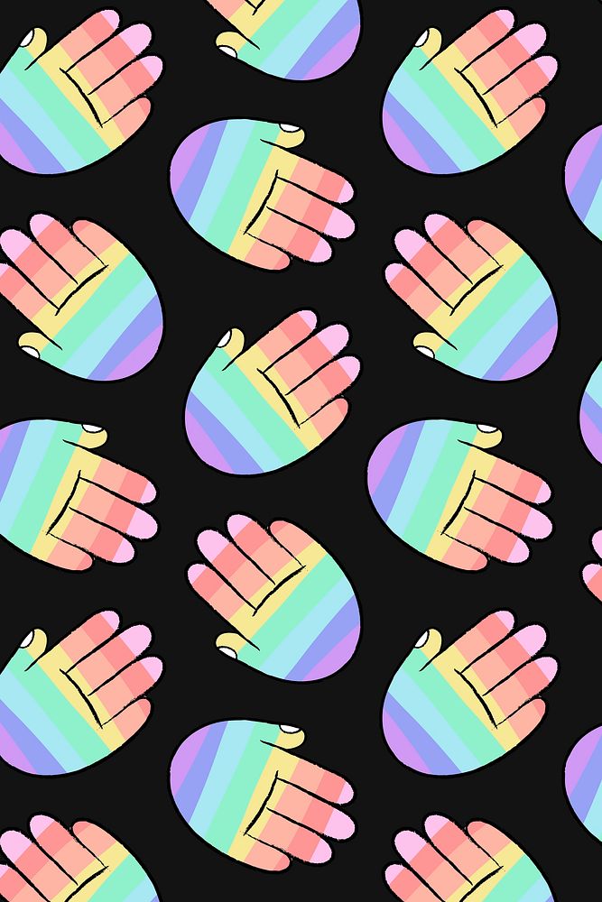 LGBTQ+ rainbow background, hand doodle pattern vector