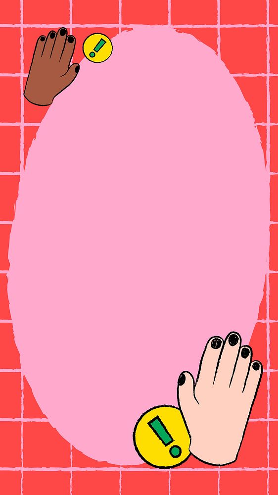 Pink funky social media story frame, stop hand gesture doodle psd