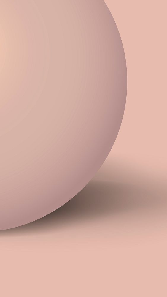 Rose gold 3D phone wallpaper, sphere shape in pastel design vector