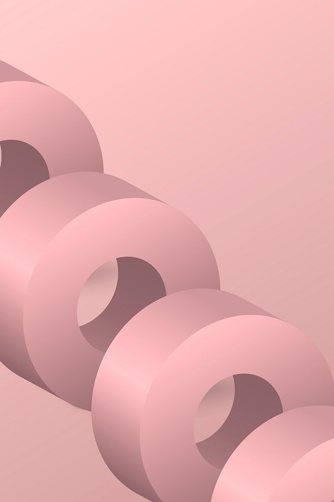 Pink aesthetic background, geometric ring shape in 3D vector