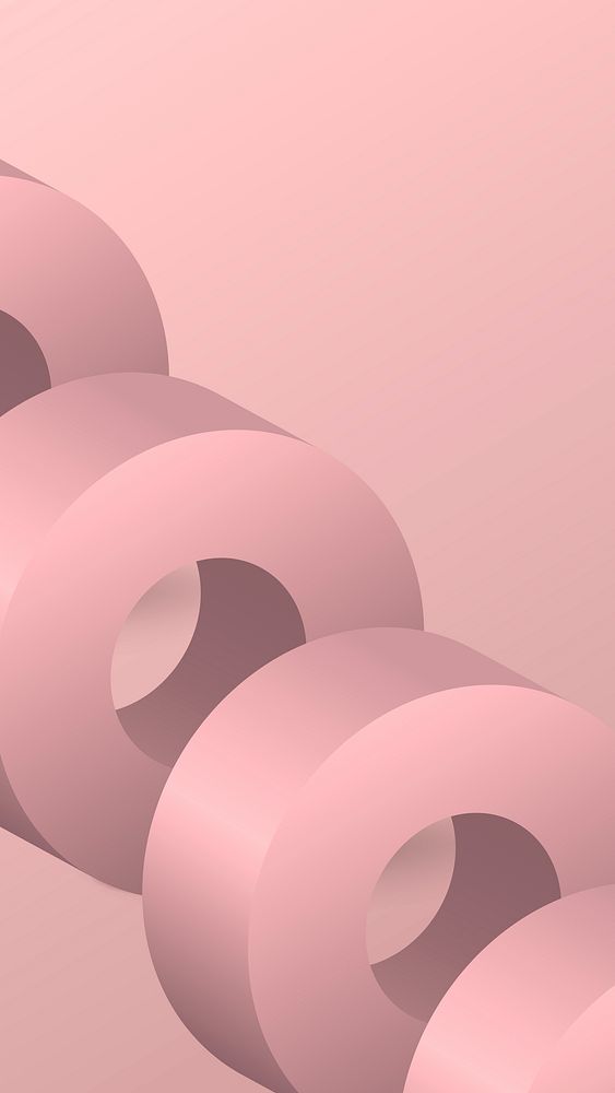 Pink aesthetic iPhone wallpaper, geometric circular shape in 3D